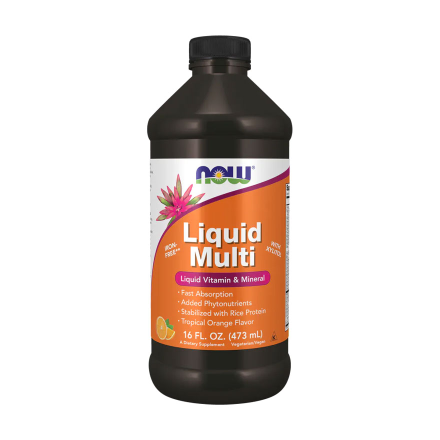 Мультивітаміни NOW foods Liquid Multi зі смаком тропічного апельсину, в рідині, 473 мл